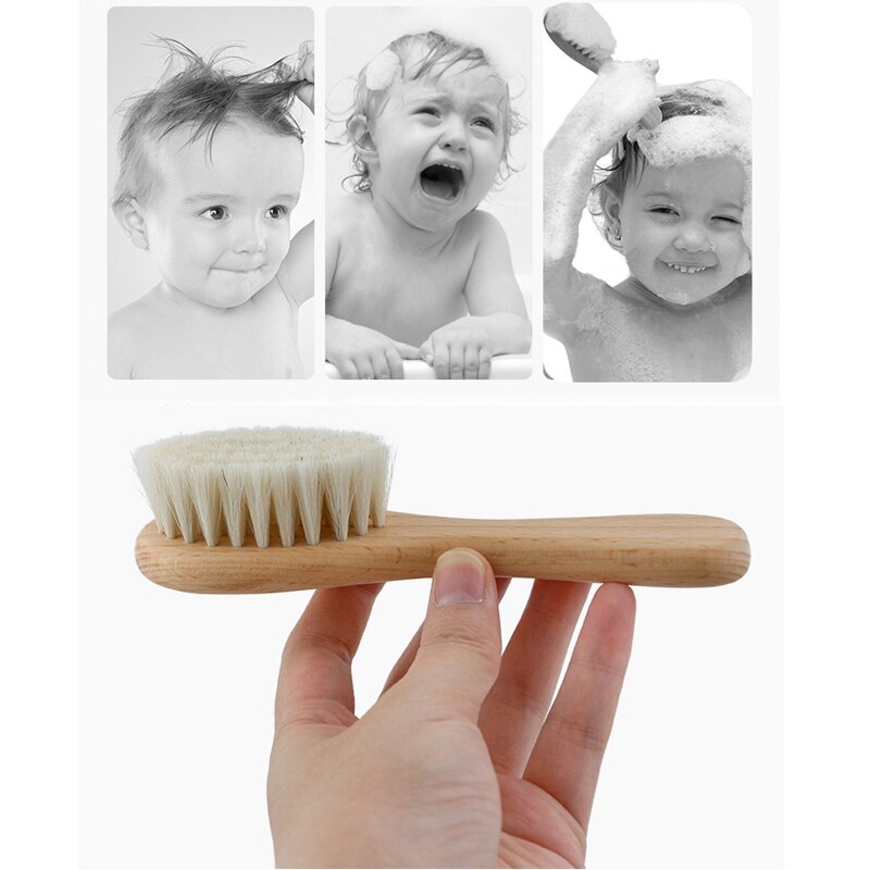 3 Pz/impostato di Legno Pettine Spazzola per Capelli di Cura per Bambini Massaggio Del bambino kit di Lana Del bambino Spazzola Di Legno