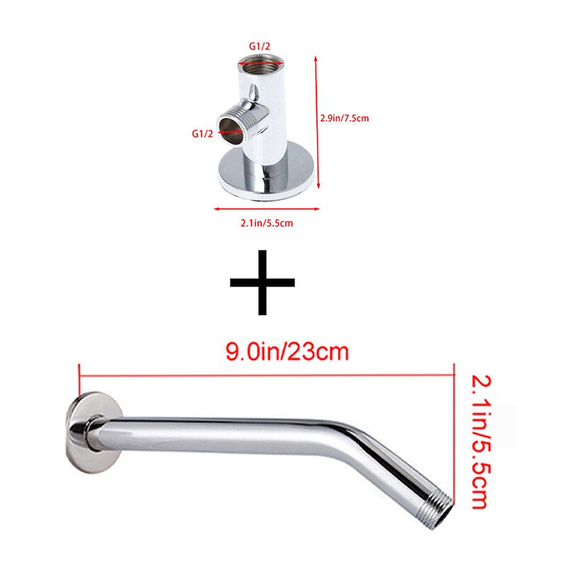 90/135 grad Dusche Kopf Verlängerung Arm Multisize Edelstahl Wand Montiert Rohr Dusche Kopf Arm für Bad Ersatz: 23cm with Base