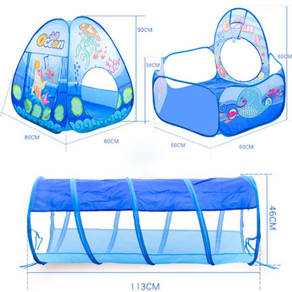 3 in 1 Children Tent Toy Portable Toy Tents Ocean Ball Pool Children Tipi Tents Crawling Tunnel Ball Pool Baby Play house Tents