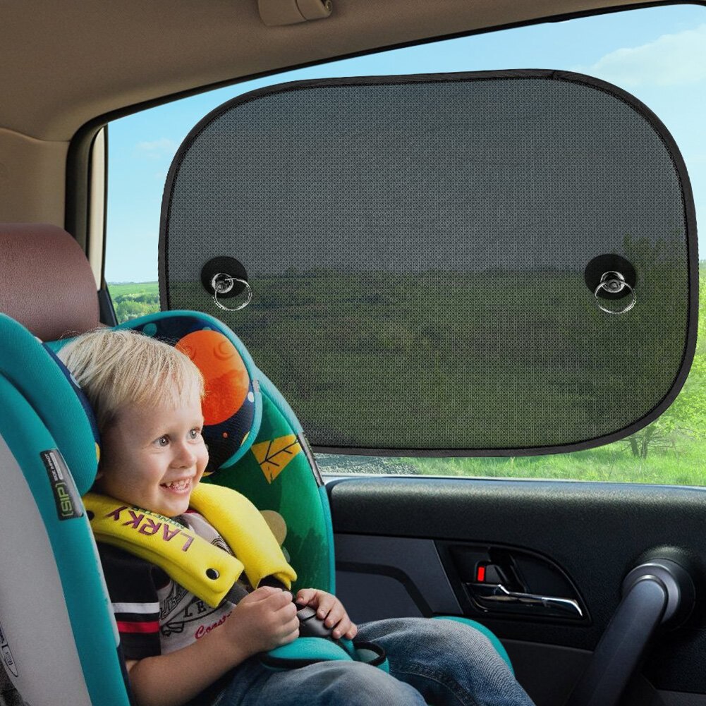 Pare-soleil en maille noire pour voiture, pare-soleil avec ventouse, fenêtre latérale avant et arrière, Protection UV