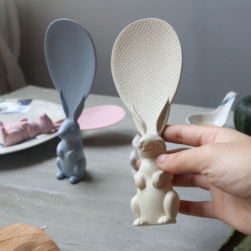 Kitchen Tools Cute Lovely Rabbit Shaped Standing Rabbits Rice Paddle Non Stick Spoon For Sales