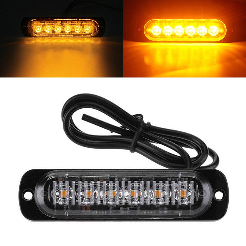 Juego de luces LED de seguridad para coche y camión, luz LED automática de 12V-24V, 18W, amarillo, 113x28,2x9,6mm, 6 luces LED