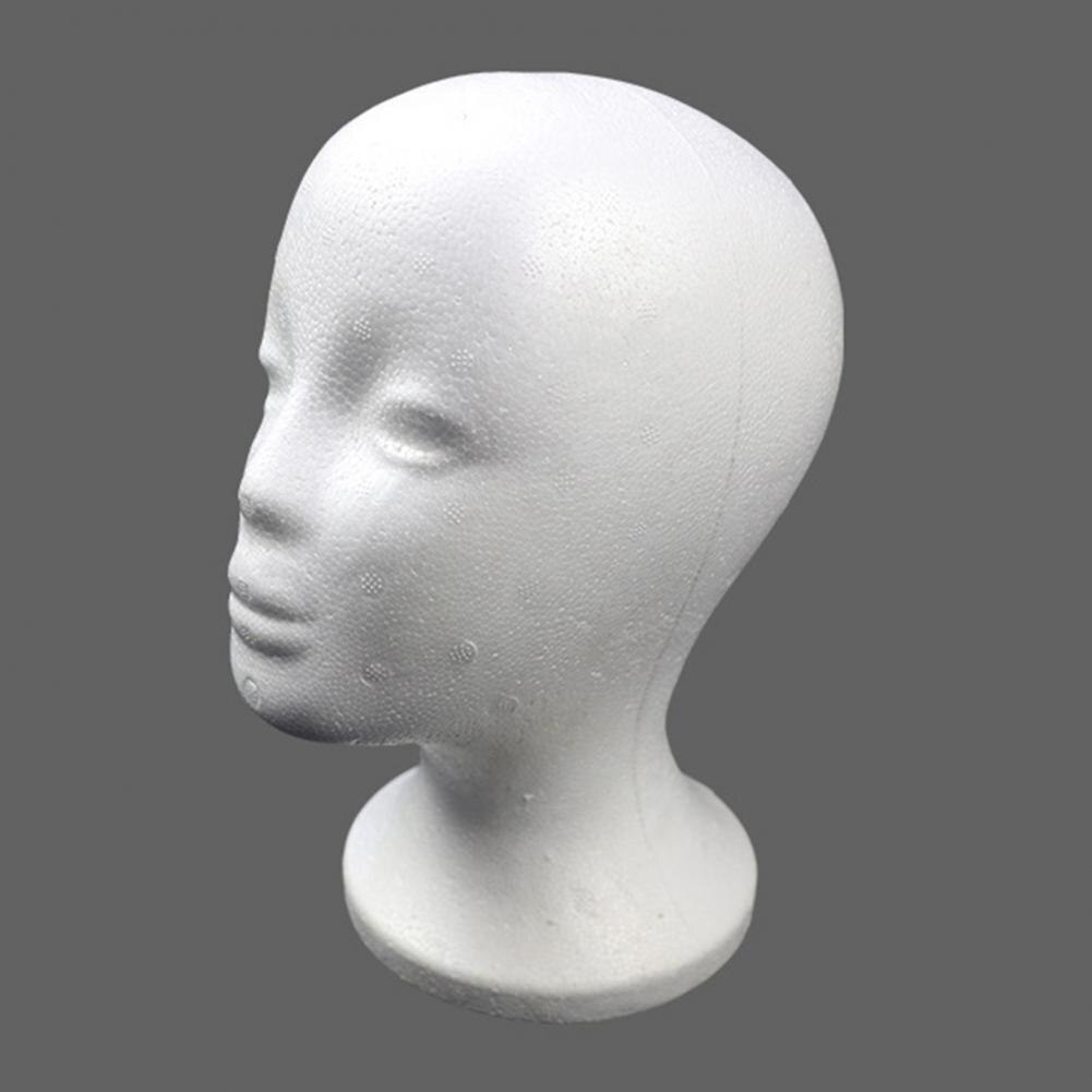 Présentoir de perruque synthétique en polystyrène, modèle universel, tête facile à utiliser