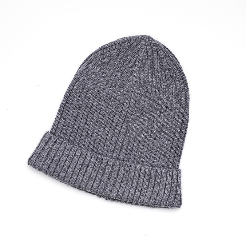 unisexe laine épais casquettes Simple solide chapeau mélanges doux Fine fil tricoté chapeau bonnets laine hiver printemps casquettes Skullies: Mid grey