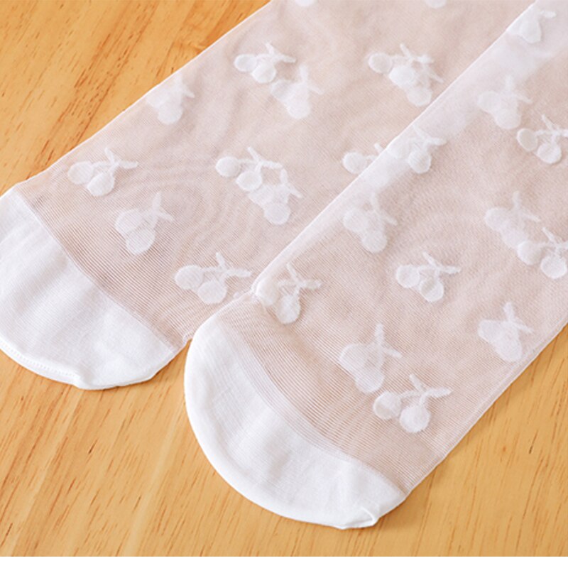 Collants fins en Nylon pour enfants, bas en maille, motif Floral, cœur blanc, 2022