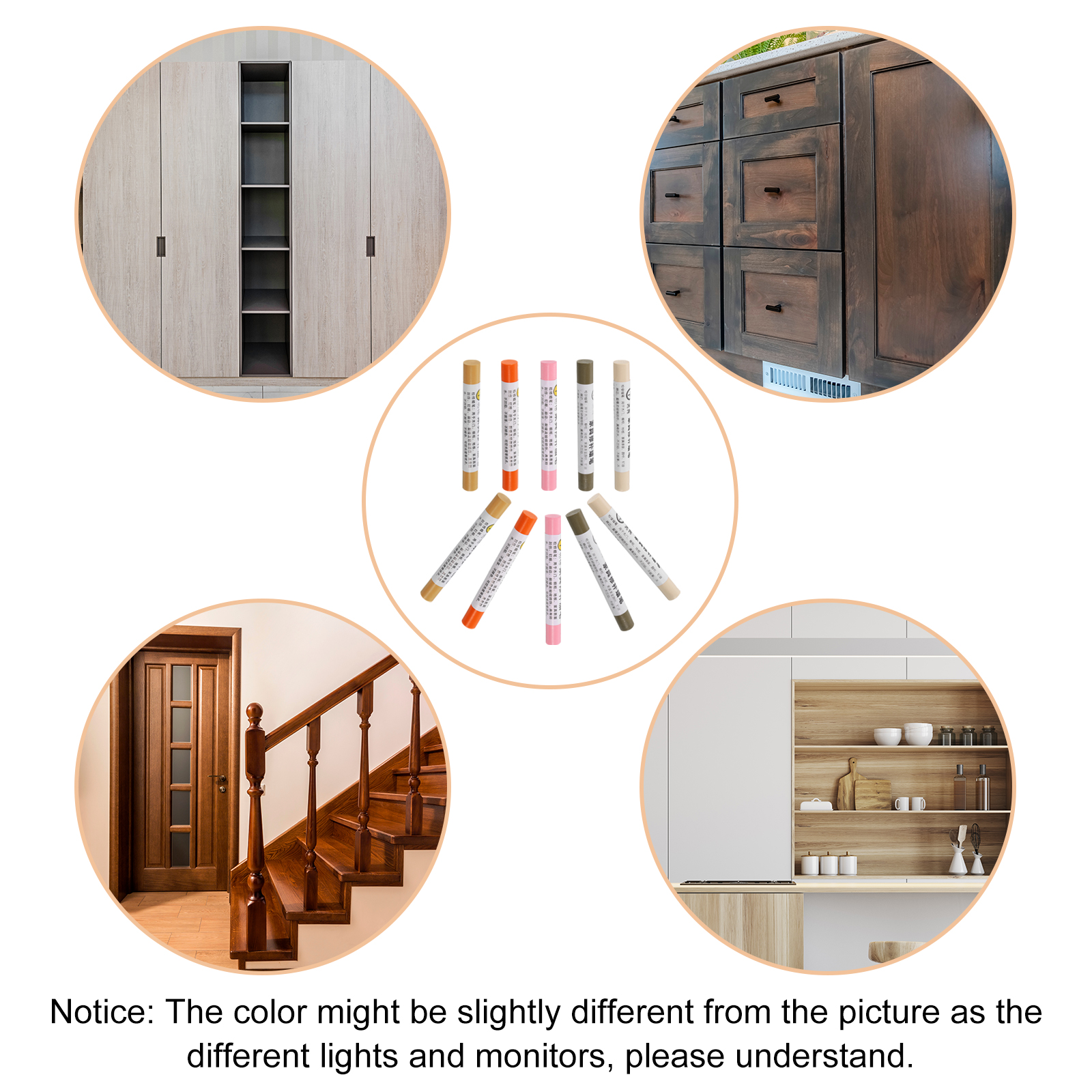 20Pcs Wood Filler Stick Furniture Repair Wax Crayons Kit Touch Up Furniture Markers for Covering Scratches Holes Wooden Floor