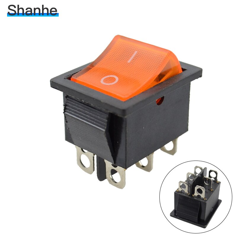 KCD4 On-Off-On 6P / On-Off 4P Latching Rocker Switch 15A 250VAC: 6Pin orange