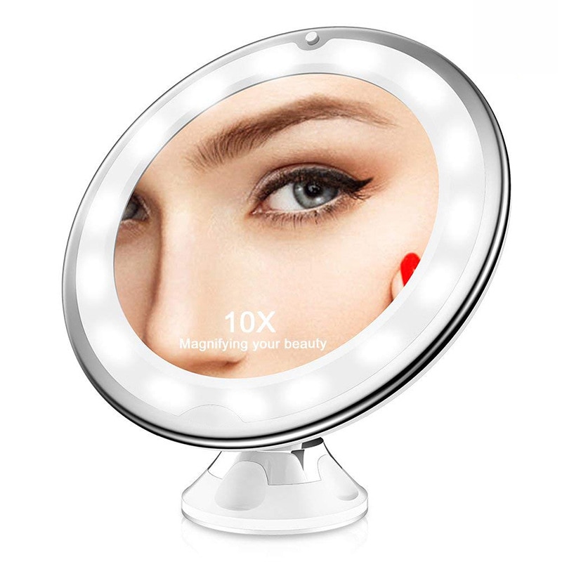 10x forstørrelsesspeil suger makeup speil led lys kosmetisk speil fly/stativ/lomme/sminke speil