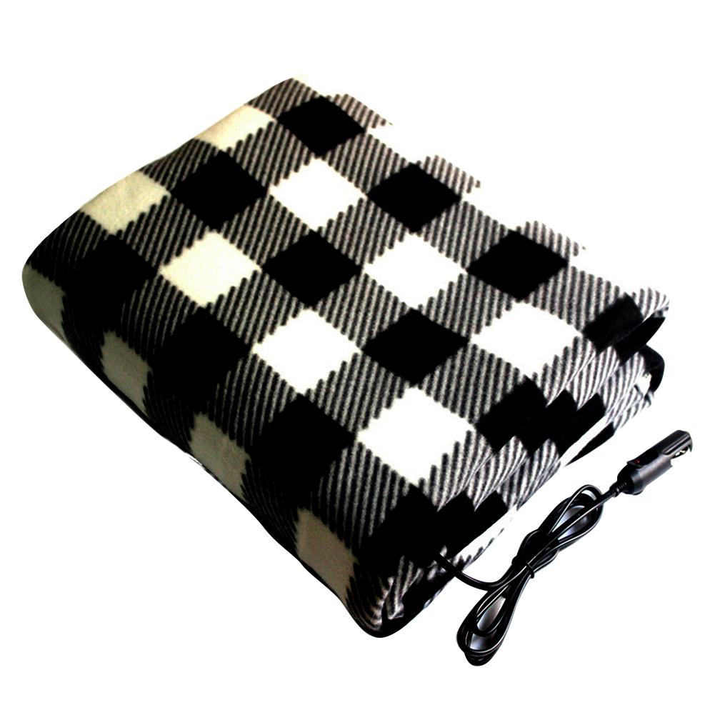 Couverture chauffante pour camion de voiture 12V | Treillis polaire, couverture chauffante de voyage, couverture électrique pour voiture à température constante: Black