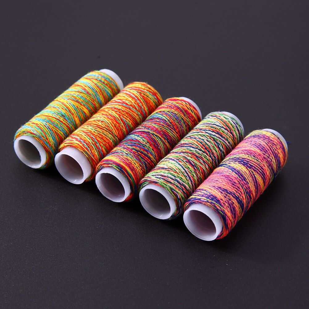 5Pcs Rainbow Color Sewing Threads Embroidery Sewing Thread Kit DIY Quilting Yarn Thread Craft Home Sewing Accessories