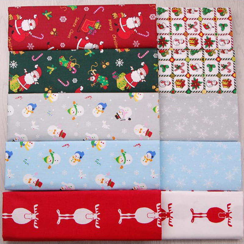 6/10 stuks Kerstmissneeuwman Serie Print Katoen Stof DIY Patchwork Telas Naaien Baby Speelgoed Beddengoed Quilten Pop De doek 25x25cm