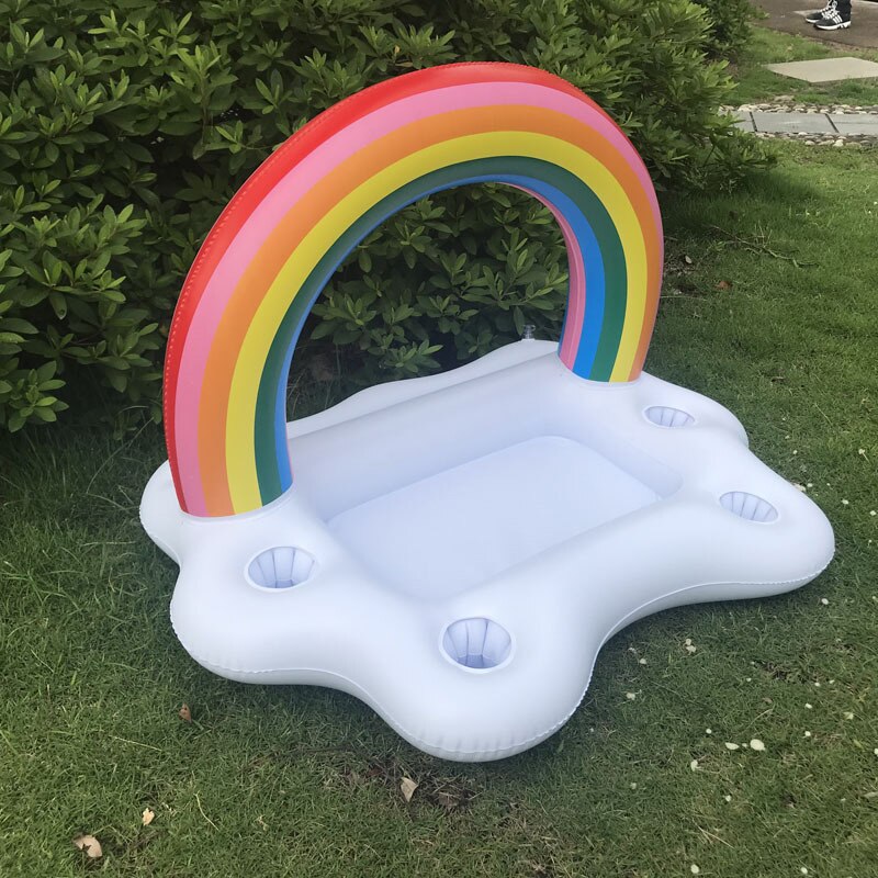 Verano Pvc piscina inflable portavasos agua hielo Bar inflable nube hielo bandeja taza arcoiris titular