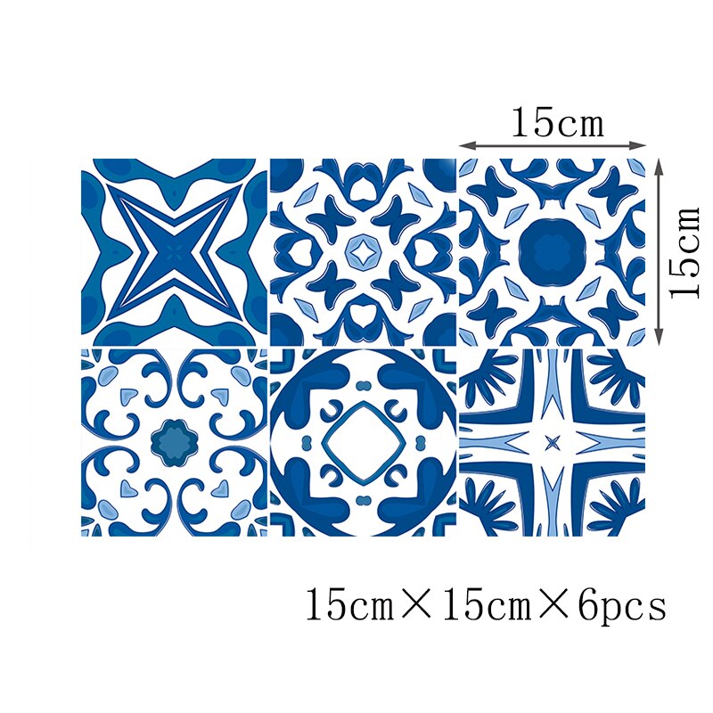 Mediterranean Abstract Tile Wall Sticker Kitchen Bathroom Backsplash Wall Decals Shine Finished DIY Peel And Stick PVC Wallpaper