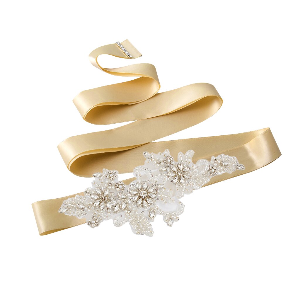 TRiXY S139 strass ceinture perles mariage ceinture argent diamant ceinture mariée ceinture mariage robe accessoire blanc brodé ceinture: champagne