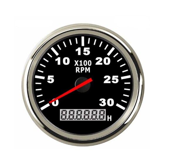 85mm Boat Tacho Sensor Marine Tacho Meter with LCD Hourmeter 3000 4000 6000 8000 RPM Marine Tachometer 12V/24V Red Backlight: BS 0-3KRPM