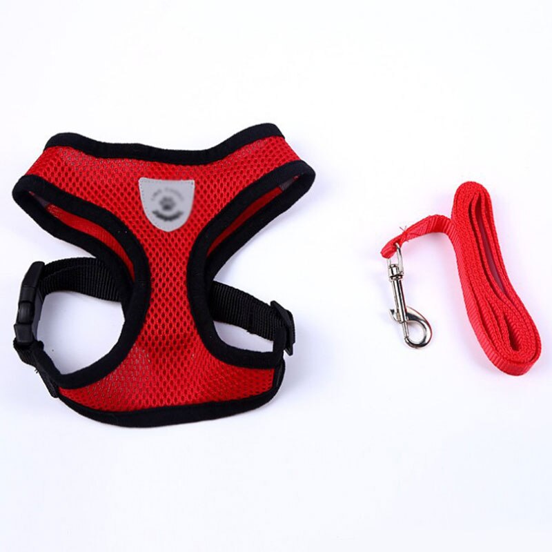 Breathable Small Dog Pet Harness and Leash Set Puppy Cat Vest Harness Collar For Chihuahua Pug Bulldog Cat arnes perro: Red / XL