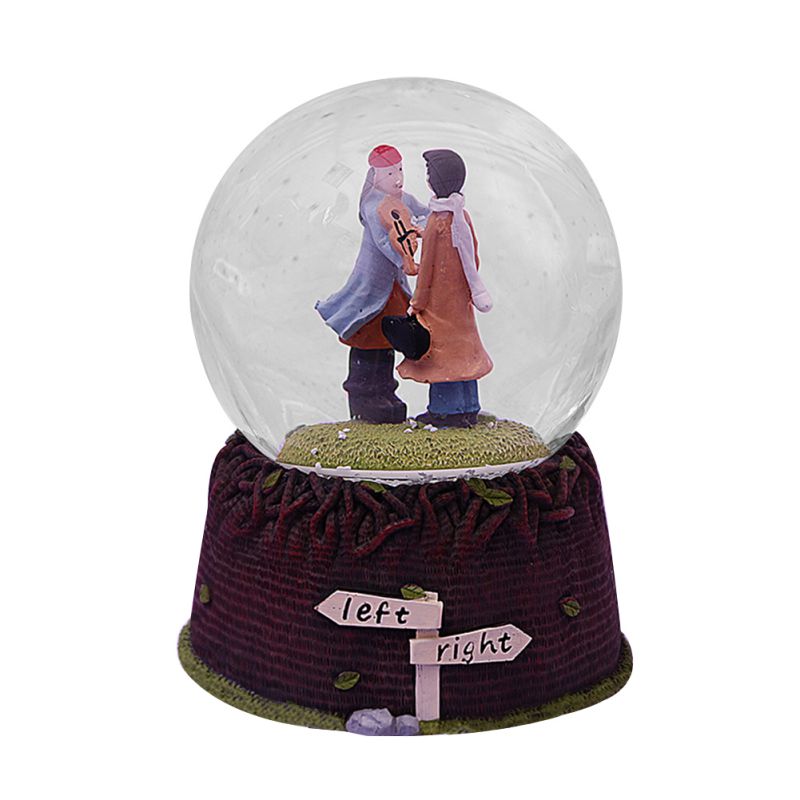 Valentine's Day Christmas Resin Music Snow Glass Santa Claus Crystal Ball Children Snow Ball, Crystal Music Box: Light Yellow