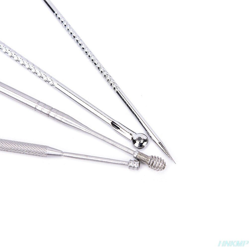 4pcs/set Ear Care Tools Blackhead Pimple Comedone Acne Extractor Remover Tool+Ear Wax Stick Kit Set