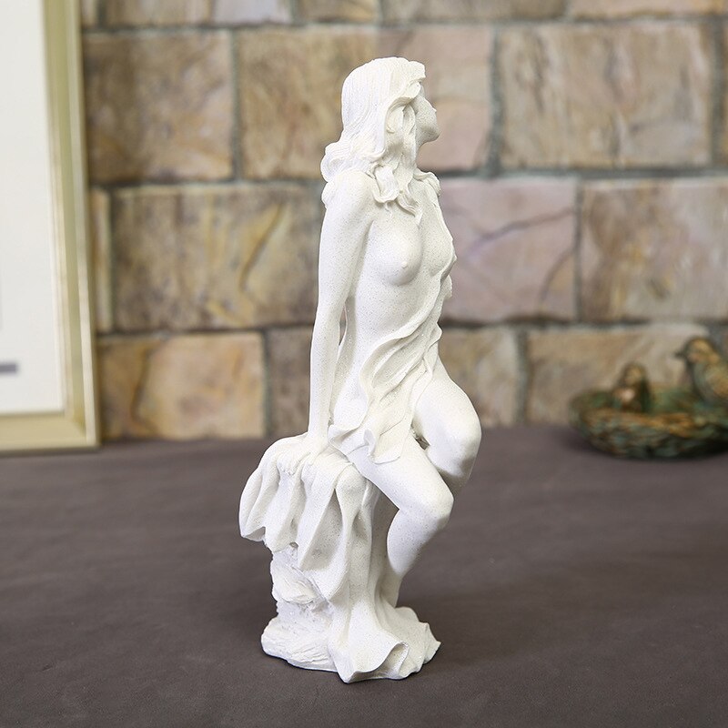 Estatua de piedra arenisca blanca para mujer, accesorios creativos de decoración del hogar europeo, escultura artesanal, , , 1 ud.
