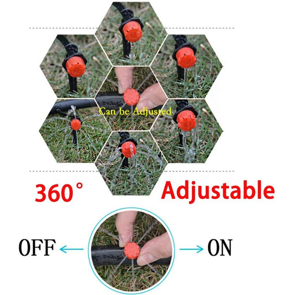 100pcs Garden 1/4 Inch Adjustable Hose Micro Flow Dripper Drip Water Dripper Head Misting Water Dropper Irrigation Sprinklers.