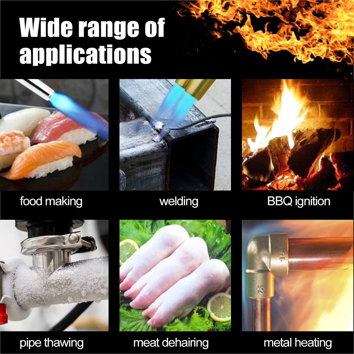 Electronic Ignition Spray Gun Head Liquefied High Temperature Gas Welding Gun With 205cm Hose