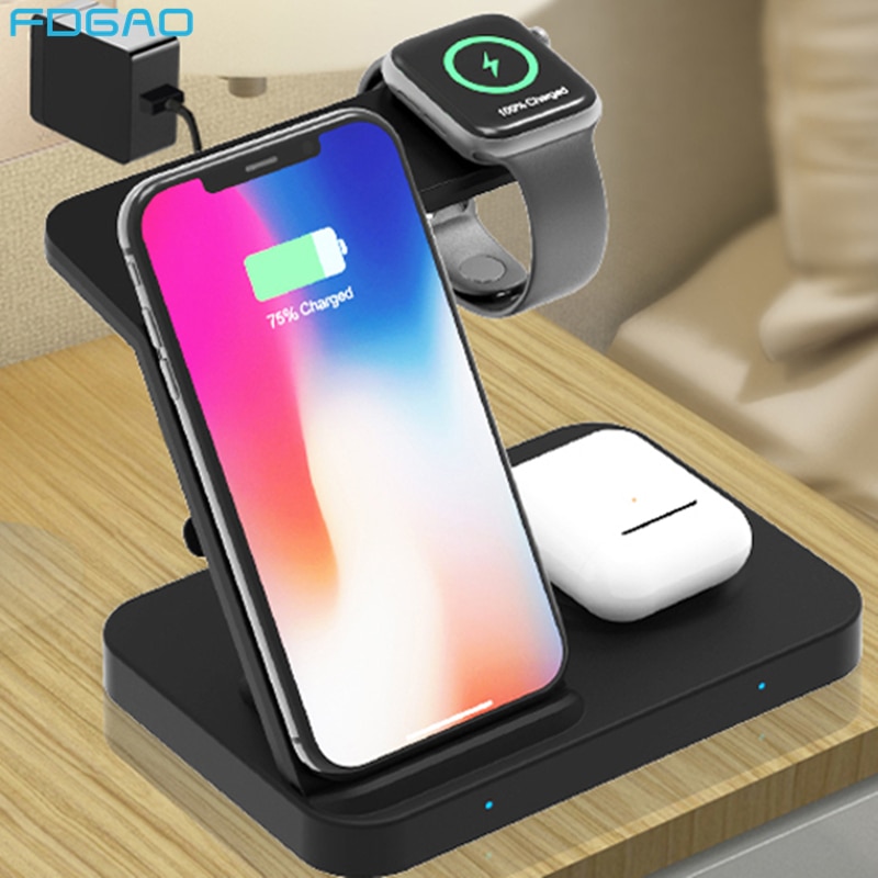 Caricatore senza fili 5 in 1 Supporto per Mela iWatch Aripods pro/2 galassia Ingranaggio Orologio Qi 15W Veloce di ricarica per il iPhone 11 XS Samsung S10