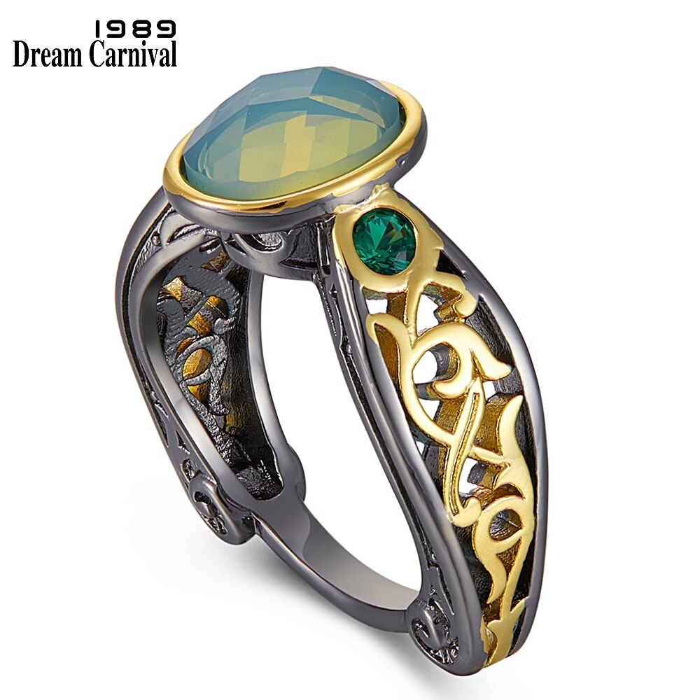 DreamCarnival1989 Oval Green Zirconia Rings for Women Solitaire Wedding Ring Craft Band Vintage Wedding Jewelry Pick WA11792: 8