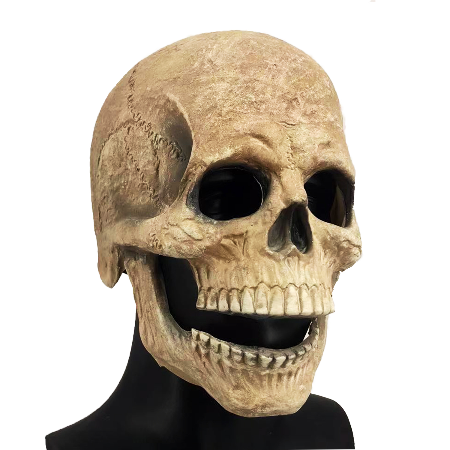 Latex Skull Mask With Moving Mouth Spectre Mask Halloween Fancy Dress Costume 007: WHITE