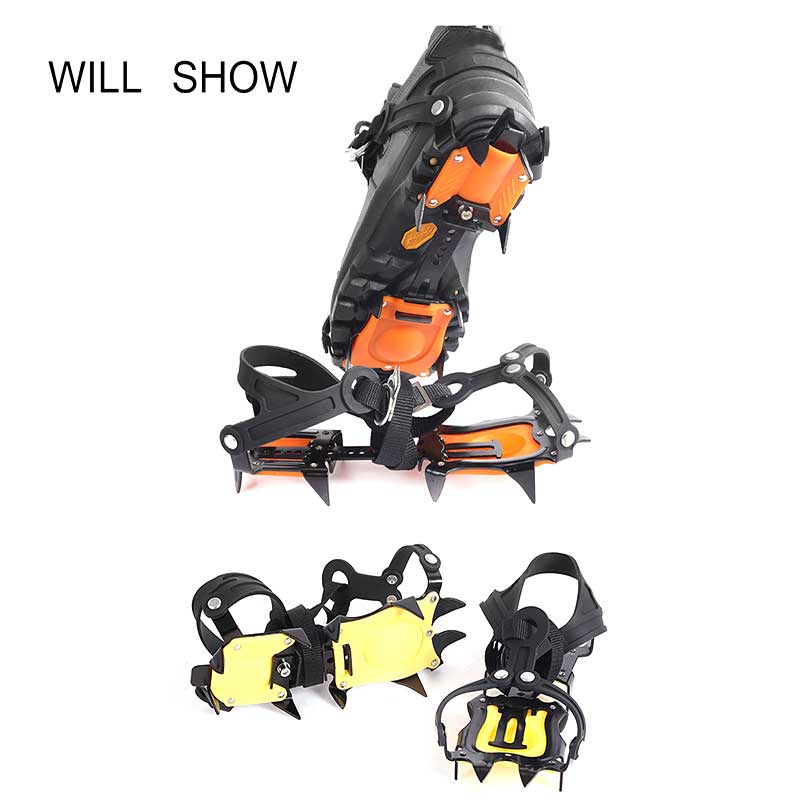 10 Teeth Crampons Climbing Gear Mountaineering Manganese Steel Shoe Traction Device Grippers Mountaineering Crampon Shoes Adjust