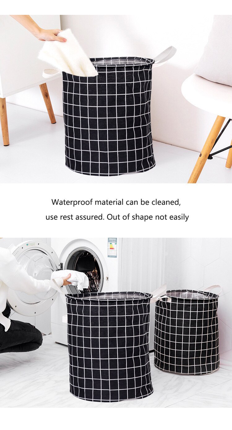New japanese cotton and linen fabric laundry basket, foldable storage bucket, waterproof laundry basket, storage basket