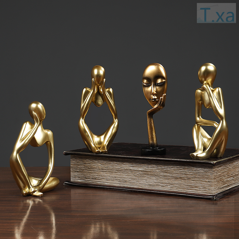 Thinker Statue Abstract Figure Sculpture Small Ornaments Resin Statue Home Crafts Modern Interior Decoration home accessorie