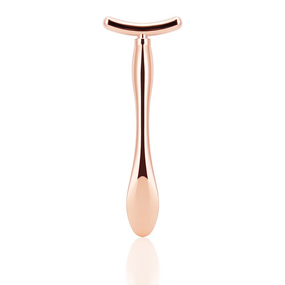 T-shape Face Lifting Massage Facials Thin Face Stick Mini Eye Massage Stick Anti Eye Pouch Dark Circles Massager Device: rose gold
