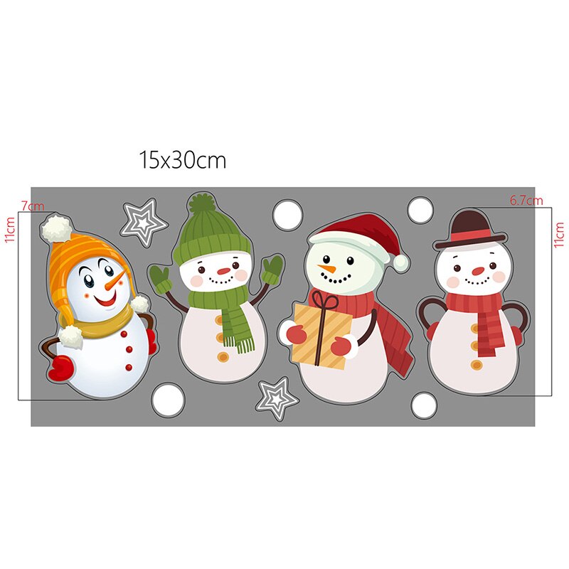 Christmas Snowman Snowflake Electrostatic Sticker Window Kids Room Year Wall Stickers Home Decals Decoration Wallpaper