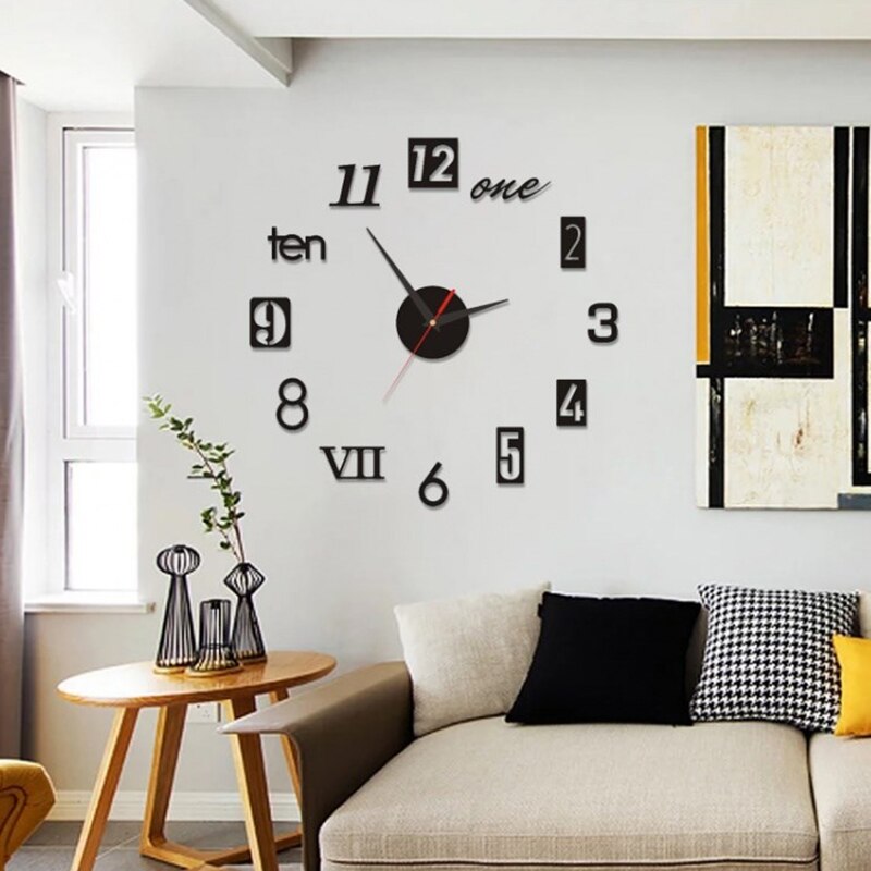 Fowecelt-Reloj de pared 3D, moderno, pegatina de pared grande acrílica, reloj de pared DIY, reloj de decoración para el hogar, decoración de habitación de estética