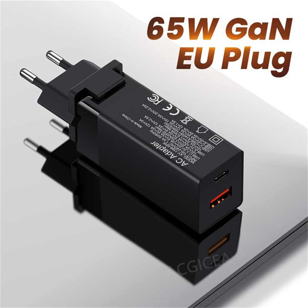 PD 65W GaN USB C Charger Type C Quick Charge 3.0 For Samsung S20 S21 Note 20 iPhone 13 12 Huawei Xiaomi mi Phone Adapter Charger: EU Black