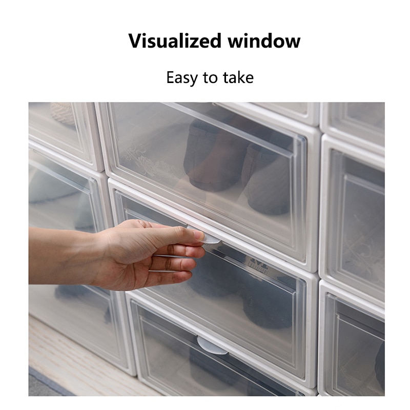 Transparent Shoe Box Storage Shoe Boxes Thickened Dustproof Shoes Organizer Box Can Be Superimposed Combination Shoe Cabinet