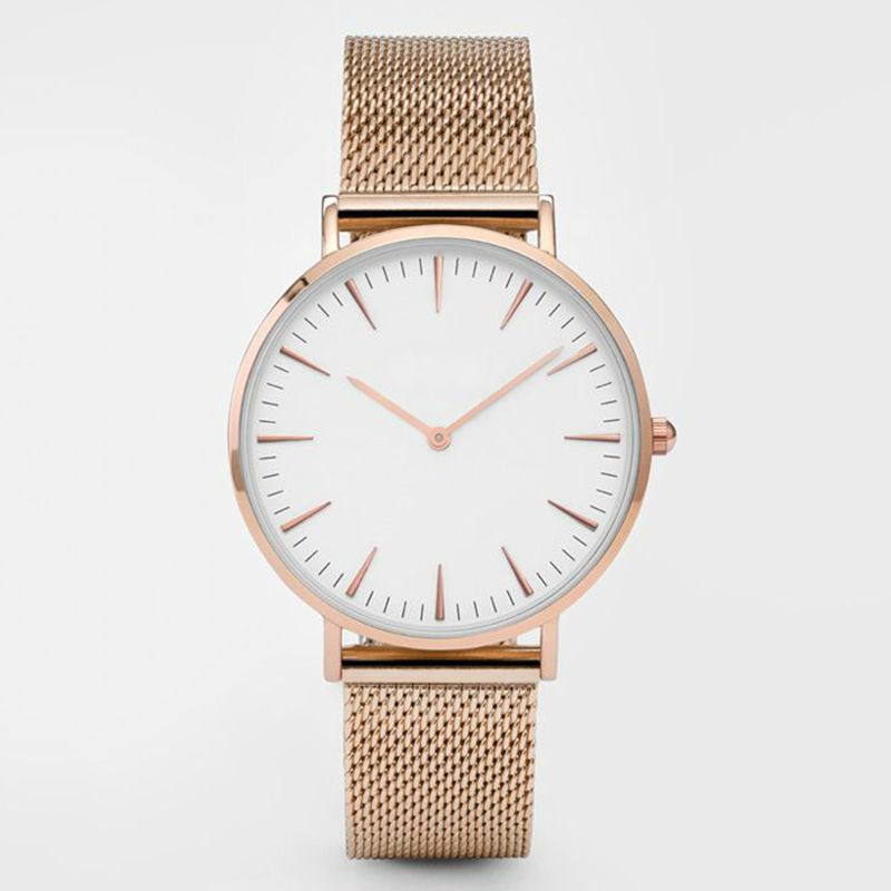 Klokke kvinner enkle dameklokker luksus rose gull armbånd dame kvarts klokke kvinne klokke reloj zegarek damski: Rose gull hvit