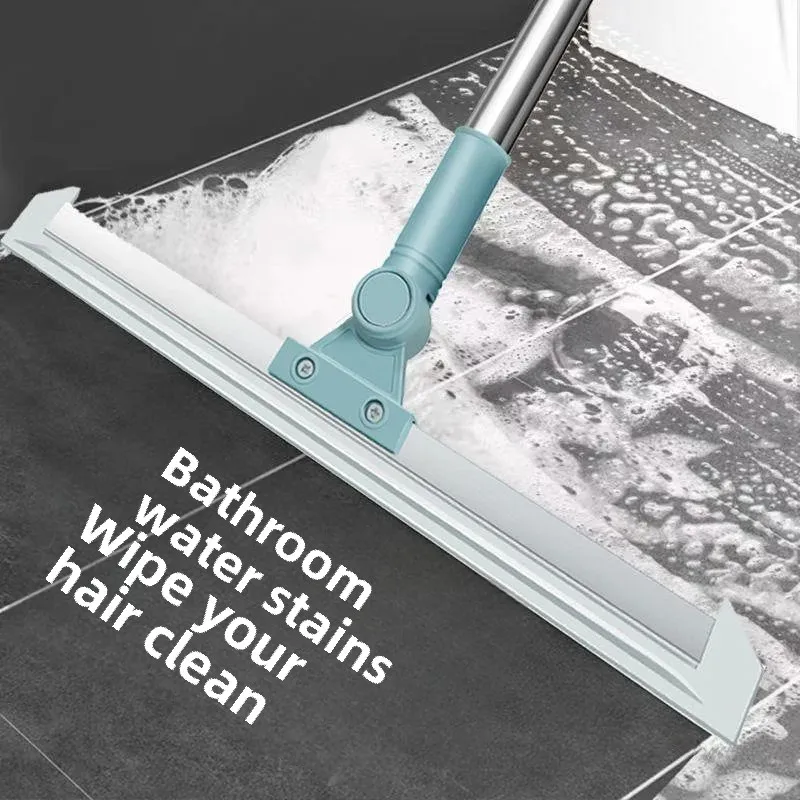 Escoba mágica de silicona para suelo de baño, rascador de limpieza para el baño del hogar, mango de plástico, uso seco y húmedo dos en uno: Borgoña