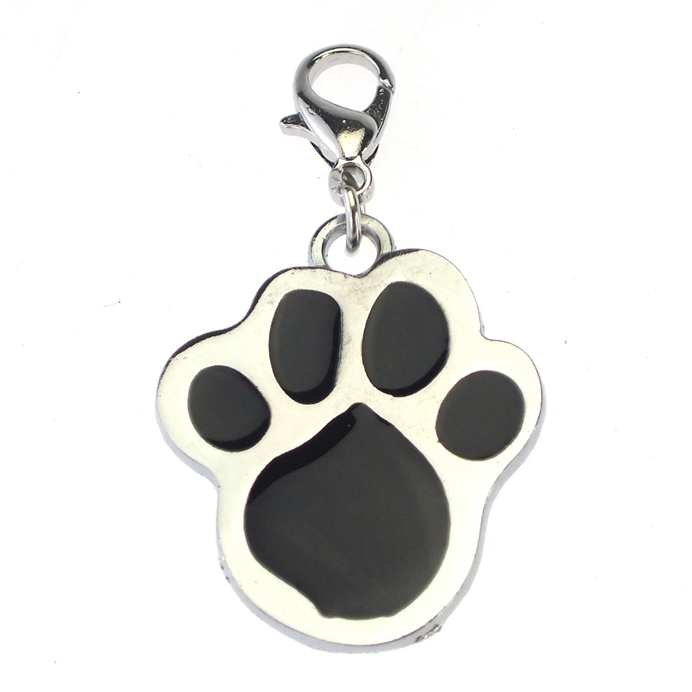 Etiquetas de identificación para perros, etiqueta de identificación, Metal sólido, garra de huellas de mascotas, Collar para perro, colgantes decorativos, accesorios para mascotas, gatos, CZ0001: black