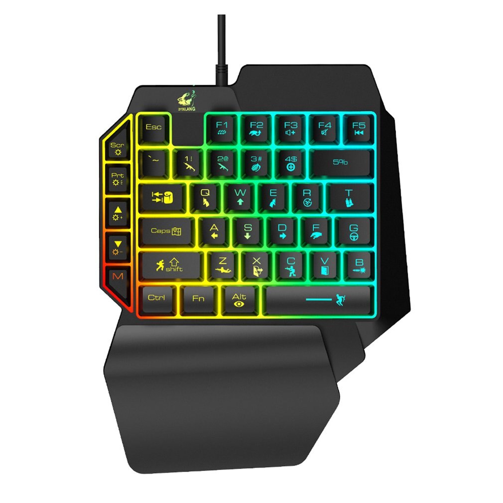 T1 Keyboard Mouse Combos Ergonomic Multicolor Backlight One-Handed Game Keyboard Mouse Set For Home Gamer Gaming Kit: Keyboard
