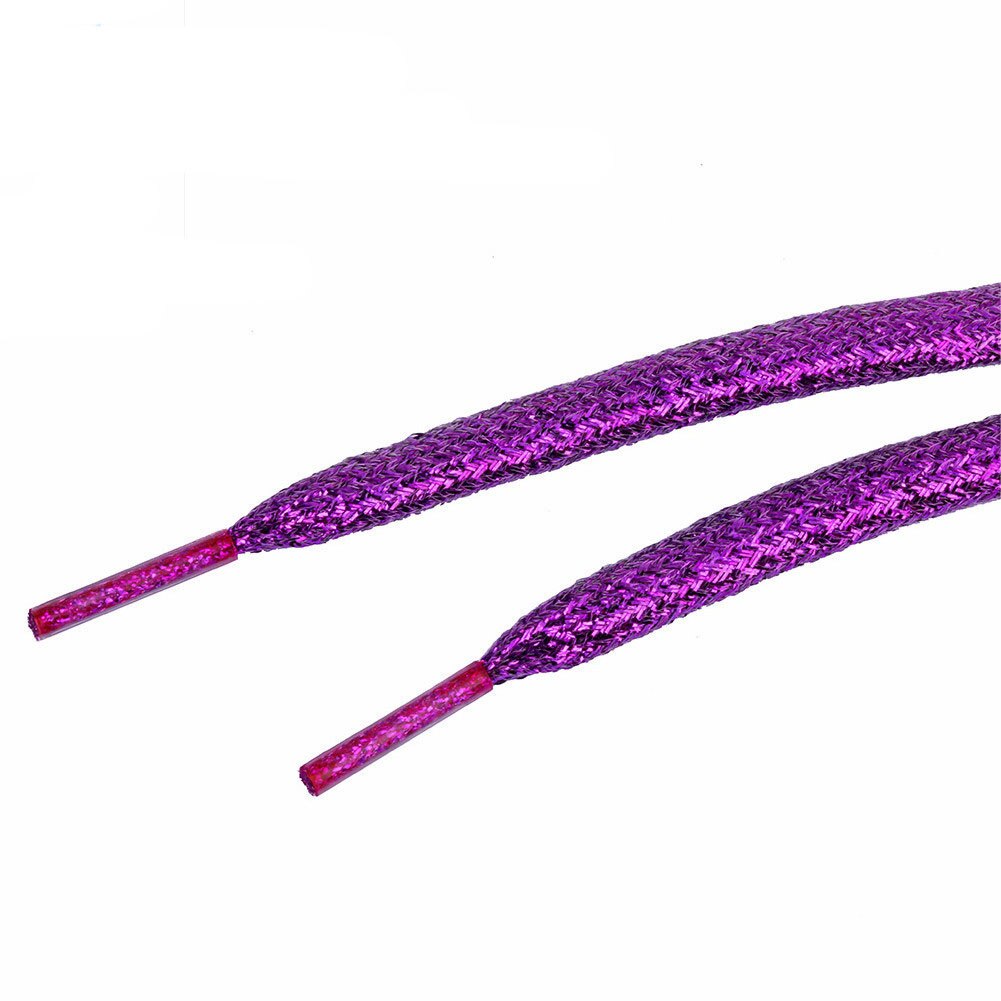 1 paire de lacets brillants de 120cm, paillettes plates, couleurs scintillantes, chaussures scintillantes: purple