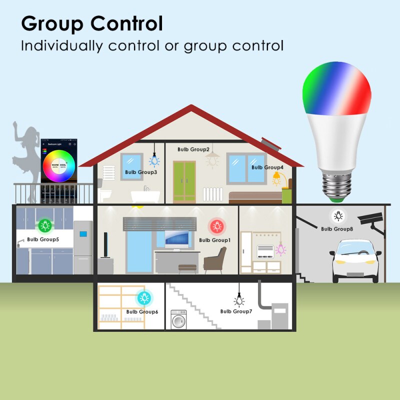 15w rgbw bluetooth  b22 e27 wifi smart led pære bt mesh net gruppe smart led lys lampe farveskift dæmpbar af ios/android app