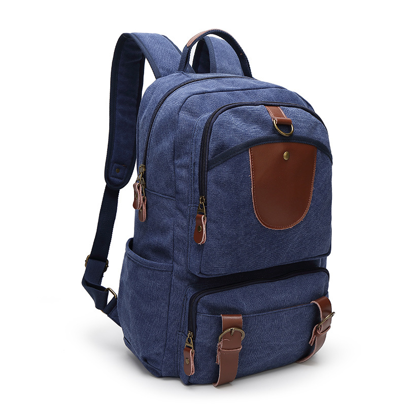 Boshikang Reizen Rugzak Multifunctionele Reizen emmer Rugzak Mannen Rugzak Canvas Student School Rugzak: Blue