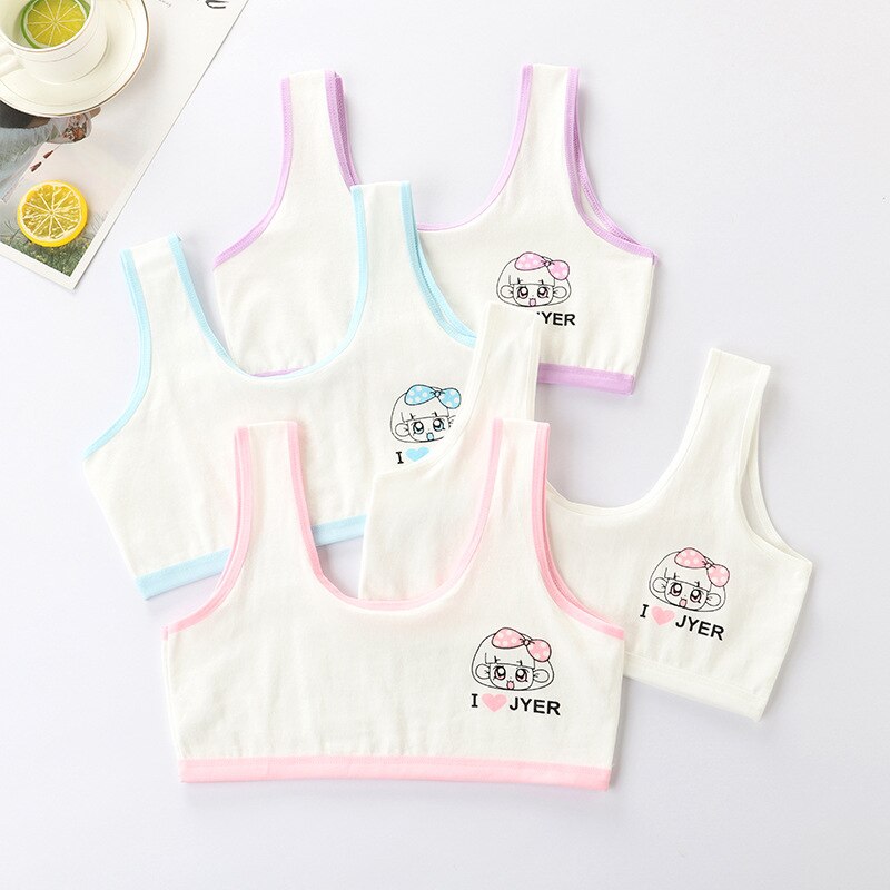 Soutien-gorge Double couche en coton pour enfants, sous-vêtements pour adolescentes de 8 à 16 ans, 5 pièces/lot: 1-21GN019