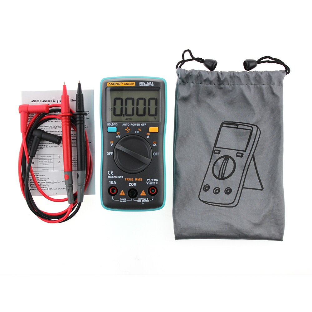 Digital Multimeter 6000 Counts Backlight AC/DC Ammeter Voltmeter Ohm Portable Meter Tester AN8001 LCD Display Multimetro
