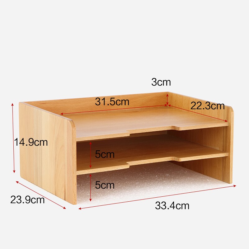 Solid wood office paper A4 file shelf wooden desktop storage file box office data storage bracket