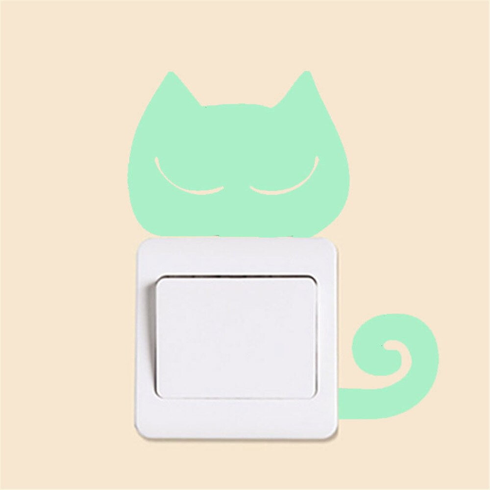 Muur-Sticker Home Decoratie Accessoires Een Stuk Leuke Creatieve Kitten Kat Lichtgevende Noctilucent Glow Switch Muursticker Home