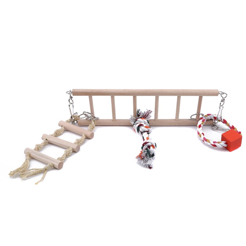 Bird Chew Toy Parrot Parakeet Budgie Cockatiel Cage Wooden Climbing Ladder Pet Supplies Bird Swing Exercise Toy