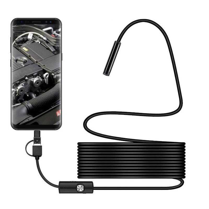3 In 1 7mm Android Endoscoop Camera IP67 Waterdichte Detectie Endoscoop Camera Met 6 LED Verlichting Voor Android PC type-C