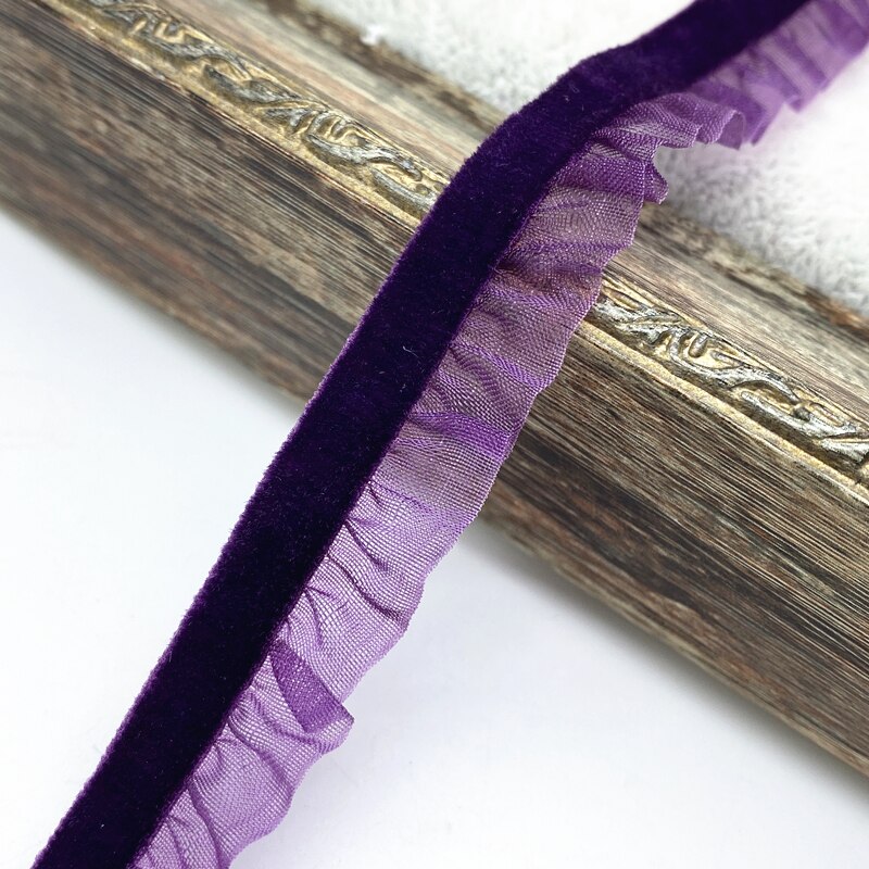 1 stocznia 15mm aksamitna elastyczna opaska do włosów gumowa koronka obszywka do szycia ręcznie wstążka DIY: Dark Purple
